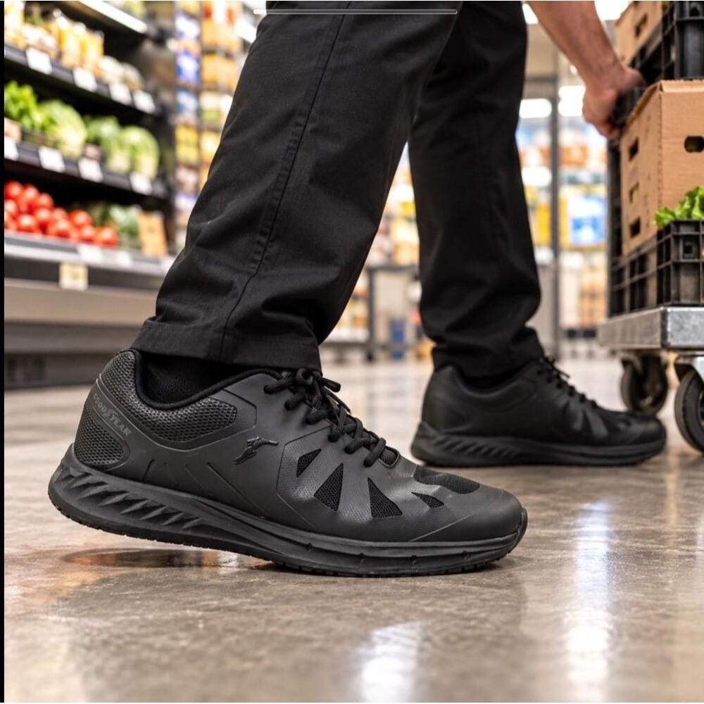 Goodyear Dallas SR Work Shoes Mens 11 Black Slip Resistant Sneakers Vegan